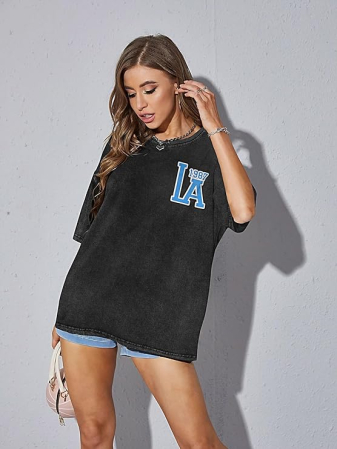 Tricou de vară pentru femei,  gri cu imprimeu 2XL [3]