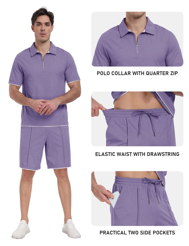 Trening de vară pentru barbati,  tricou si pantaloni mov XL [3]