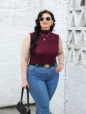 Tricou fara maneci pe corp, de vară, pentru femei,  visiniu XS [2]