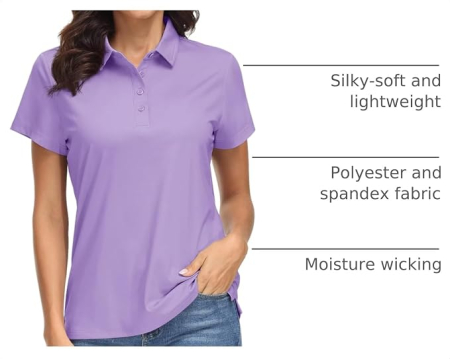 Tricou mov Polo Damă MAGCOMSEN, UPF 50+, Mânecă Scurtă, Uscare Rapidă, L [3]