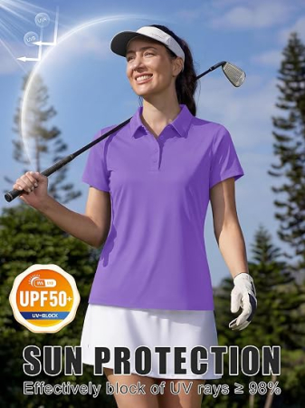 Tricou mov Polo Damă MAGCOMSEN, UPF 50+, Mânecă Scurtă, Uscare Rapidă, L [2]