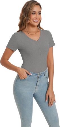 TRICOURI - Tricou pe corp, de vară pentru femei,  gri S