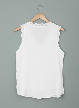 Tricou lejer de vară, cu guler in V, dantela, alb M [4]