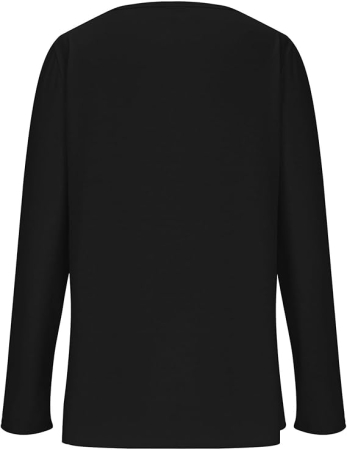 Tricou lejer de vară, cu guler rotund, mânecă lunga, negru L [2]