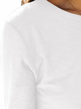 Tricou lejer de vară, cu guler rotund, mânecă lunga, alb M [4]