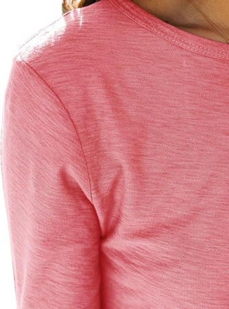 Tricou lejer de vară, cu guler rotund, mânecă lunga, roz L [4]