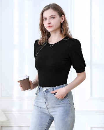 Tricou elegant de vară pentru femei,  M negru [5]