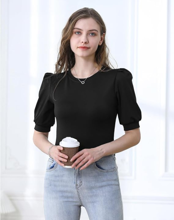 Tricou elegant de vară pentru femei,  XL negru [1]