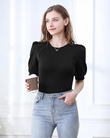 Tricou elegant de vară pentru femei,  M negru [4]