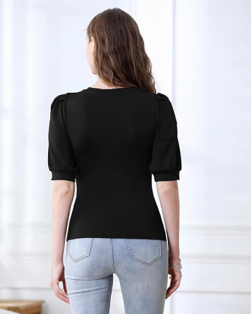 Tricou elegant de vară pentru femei,  XL negru [3]