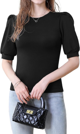 Tricouri dama - Tricou elegant de vară pentru femei,  M negru