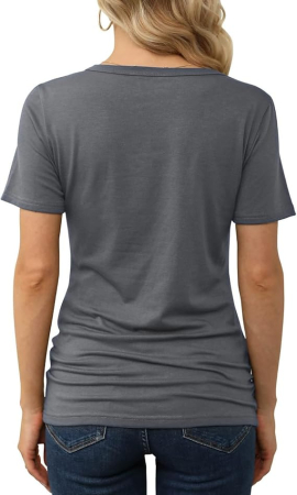 Tricou gri de damă cu decolteu în V, M [4]