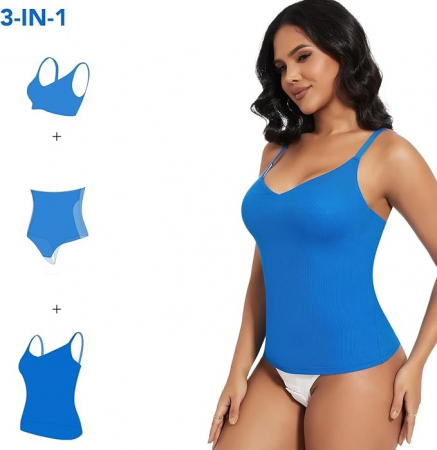 Body mulat cu sutien pentru modelare corporala femei, alb + albastru, XL [1]