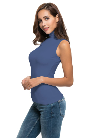 Tricou fara maneci pe corp, de vară, pentru femei,  albastru XS [1]