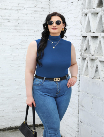 Tricou fara maneci pe corp, de vară, pentru femei,  albastru M [2]