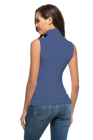 Tricou fara maneci pe corp, de vară, pentru femei,  albastru XS [3]