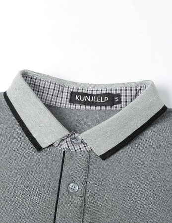 Tricou gri Polo barbati, Mânecă Scurtă, Regular Fit, Casual Golf, L [3]