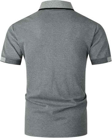Tricou gri Polo barbati, Mânecă Scurtă, Regular Fit, Casual Golf, L [2]