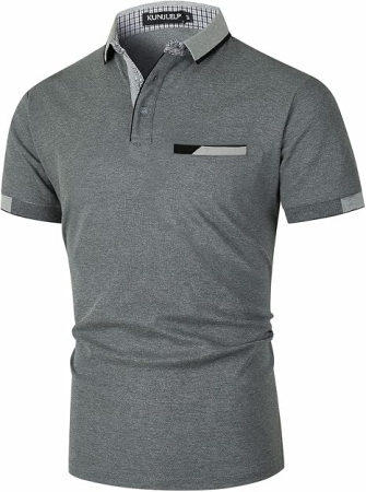 Tricou gri Polo barbati, Mânecă Scurtă, Regular Fit, Casual Golf, L [1]
