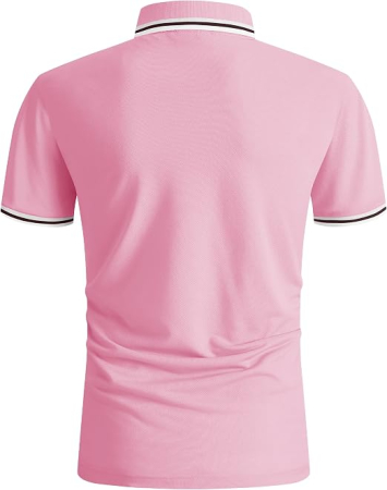 Tricou Polo roz Bărbați, Mânecă Scurtă, Respirabil și Elastic, 3 Nasturi, Casual Sport, 2XL [1]