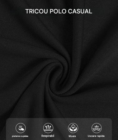 Tricou polo de vara pentru barbati, cu fermoar, negru XL [3]