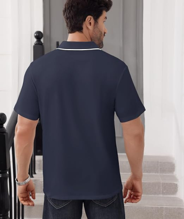 Tricou polo de vara pentru barbati, respirabil, albastru inchis XL [2]