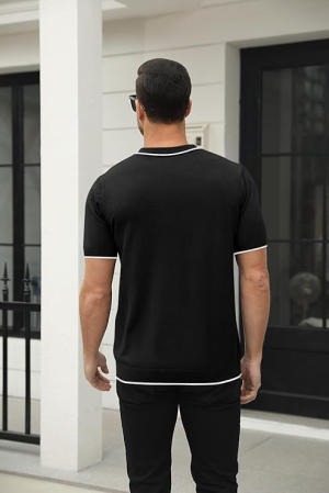 Tricou polo de vara pentru barbati, cu nasturi, negru XL [3]