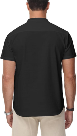 Tricou de vara pentru barbati, cu nasturi, negru S [1]