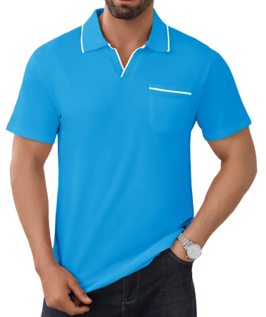 TRICOURI - Tricou polo de vara pentru barbati, respirabil, albastru deschis 2XL