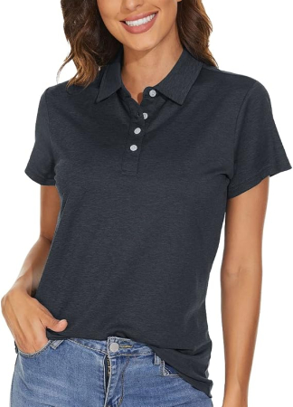 Tricou Polo negru Damă MAGCOMSEN, Mânecă Scurtă, Uscare Rapidă, Golf și Tenis,  M [1]