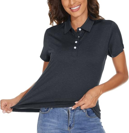 Tricou Polo negru Damă MAGCOMSEN, Mânecă Scurtă, Uscare Rapidă, Golf și Tenis,  M [2]
