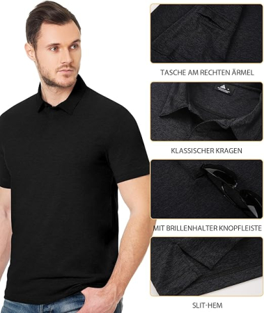Tricou polo pentru barbati, lejer, respirabil, gri inchis 3XL [3]