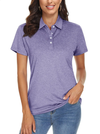 TRICOURI - Tricou Polo mov Damă MAGCOMSEN, Mânecă Scurtă, Uscare Rapidă, Golf și Tenis, S