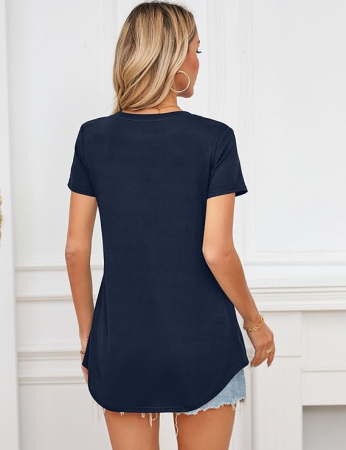 Tricou albastru de vară pentru femei, lejer, respirabil, L [3]