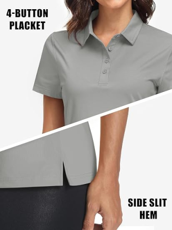 Tricou gri Polo Damă MAGCOMSEN, UPF 50+, Mânecă Scurtă, Uscare Rapidă, 2XL [4]