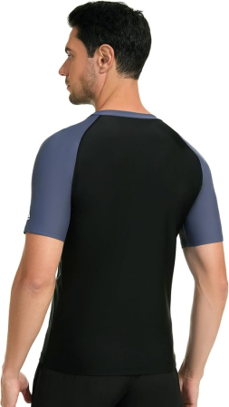 Tricou sport respirabil pentru barbati, elastic, protectie UV, negru cu albastru 2XL [4]