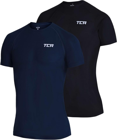 TRICOURI - Tricouri sport respirabile pentru barbati, elastice, M 2 buc albastru/negru