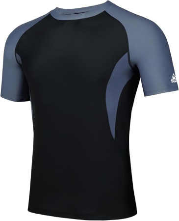 TRICOURI - Tricou sport respirabil pentru barbati, elastic, protectie UV, negru cu albastru 2XL