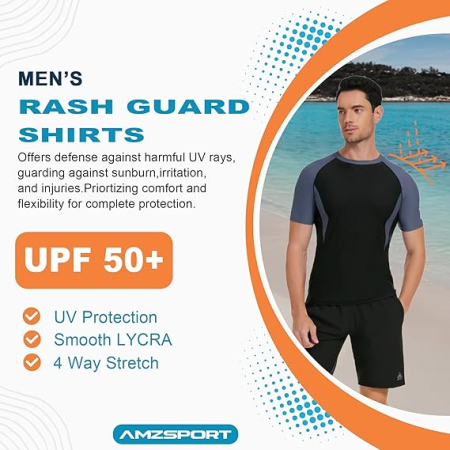 Tricou sport respirabil pentru barbati, elastic, protectie UV, negru cu albastru L [3]