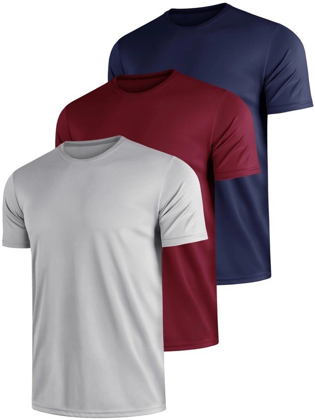 Tricouri barbati - Tricouri subtiri pentru barbati, cu maneca scurta, 3 piese, 3 culori 4XL