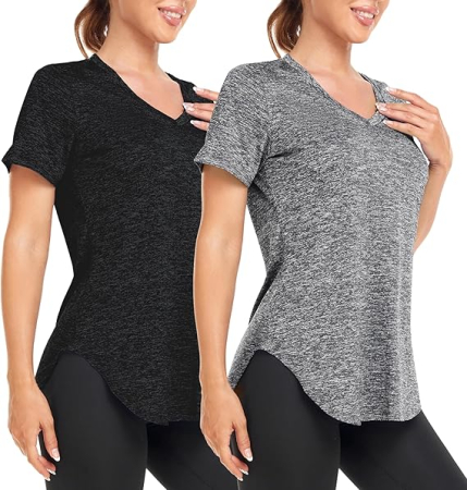 Tricouri de vară pentru femei,  2 buc gri/negru S [2]