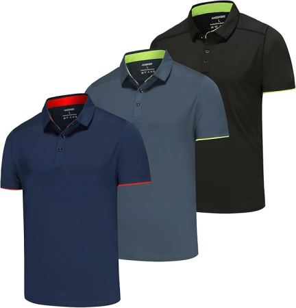 Tricouri polo slim pentru barbati, set 3 bucati Negru/Gri/Albastru Închis S [0]