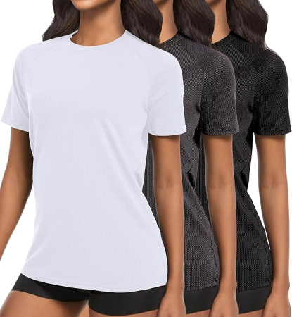 TRICOURI - Tricouri sport respirabile, pe corp, gri/negru/alb, 2XL, set 3 buc