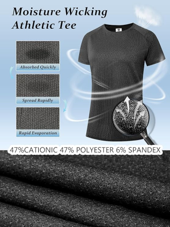 Tricouri sport respirabile, pe corp, gri/negru/alb, 2XL, set 3 buc [5]