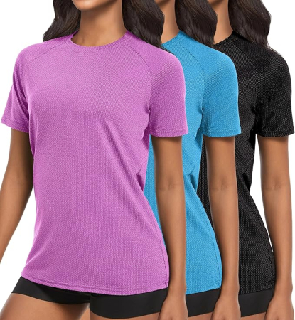 TRICOURI - Tricouri sport respirabile, pe corp, mov/negru/albastru, XL, set 3 buc