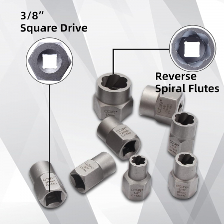 Trusa extractoare 3/8" pentru piulite si suruburi deteriorate 8-19mm 15 piese [2]