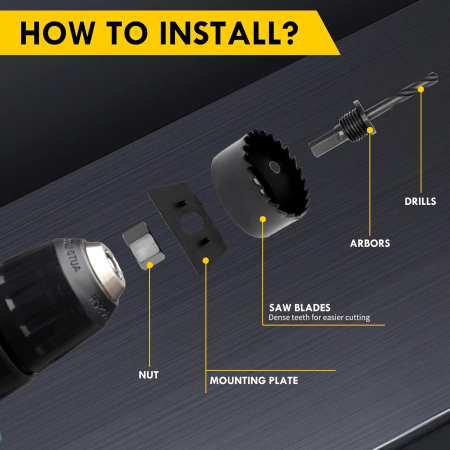 Trusa carote Ø19mm-152mm 19 bucati, adancime de taiere 25mm pentru lemn, plastic, gips-carton [3]