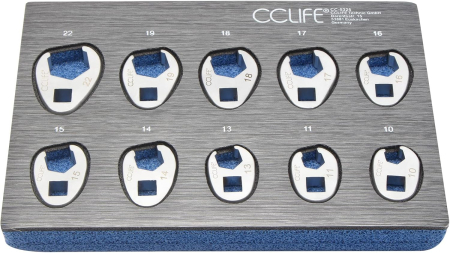 SCULE AUTO - Trusa 10 chei Crowfoot 10-22mm pentru patrat 3/8" pe suport din spuma