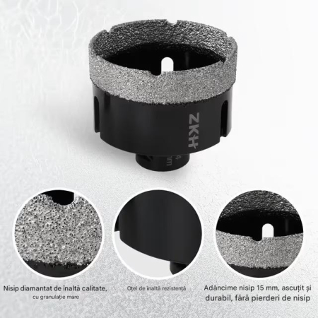 Trusa carote diamantate 6-65 mm + freza diamantata conica, prindere 1 / 4", 9 bucati [3]