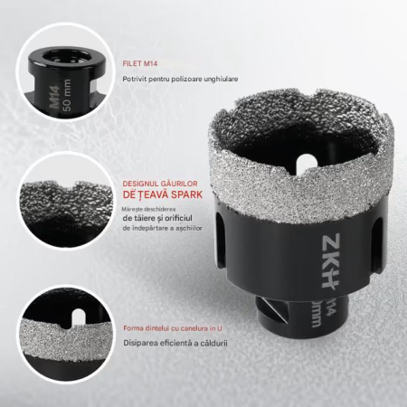 Trusa carote diamantate 6-65 mm + freza diamantata conica, prindere 1 / 4", 9 bucati [2]